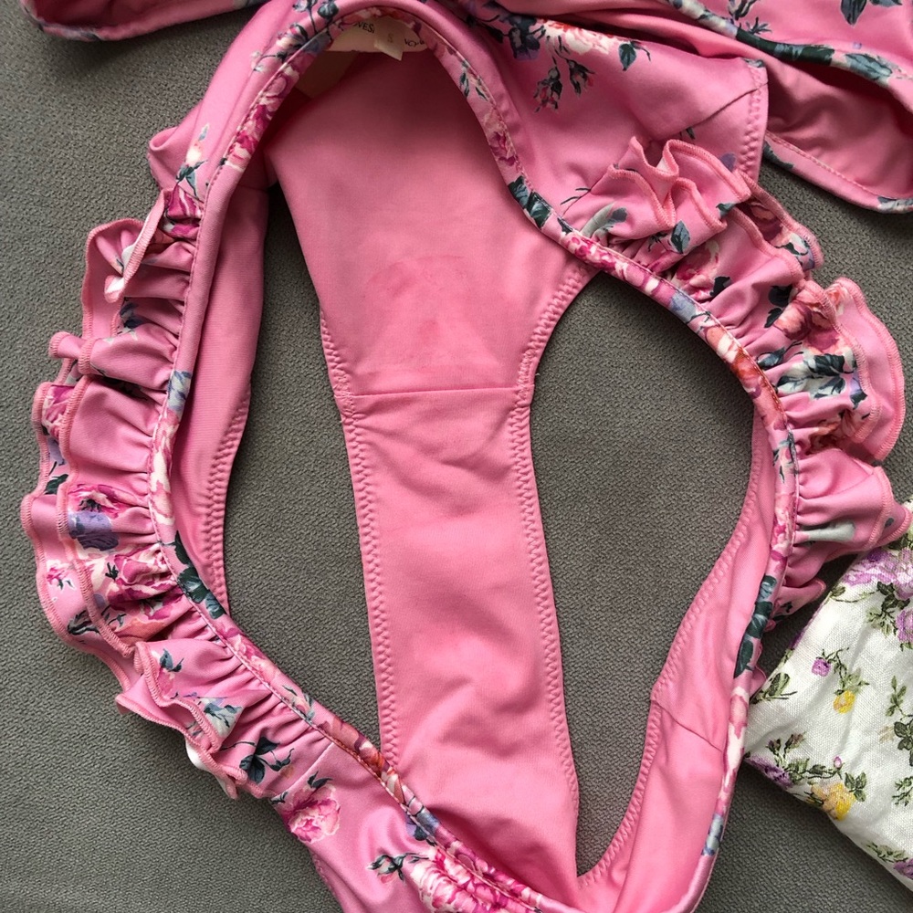 LoveShackFancy Frost Bikini Set Rosy Peaches S - Picture 6 of 9